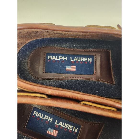Ralph Lauren Polo Sport Brown Leather Loafer Men Size 8B Vintage